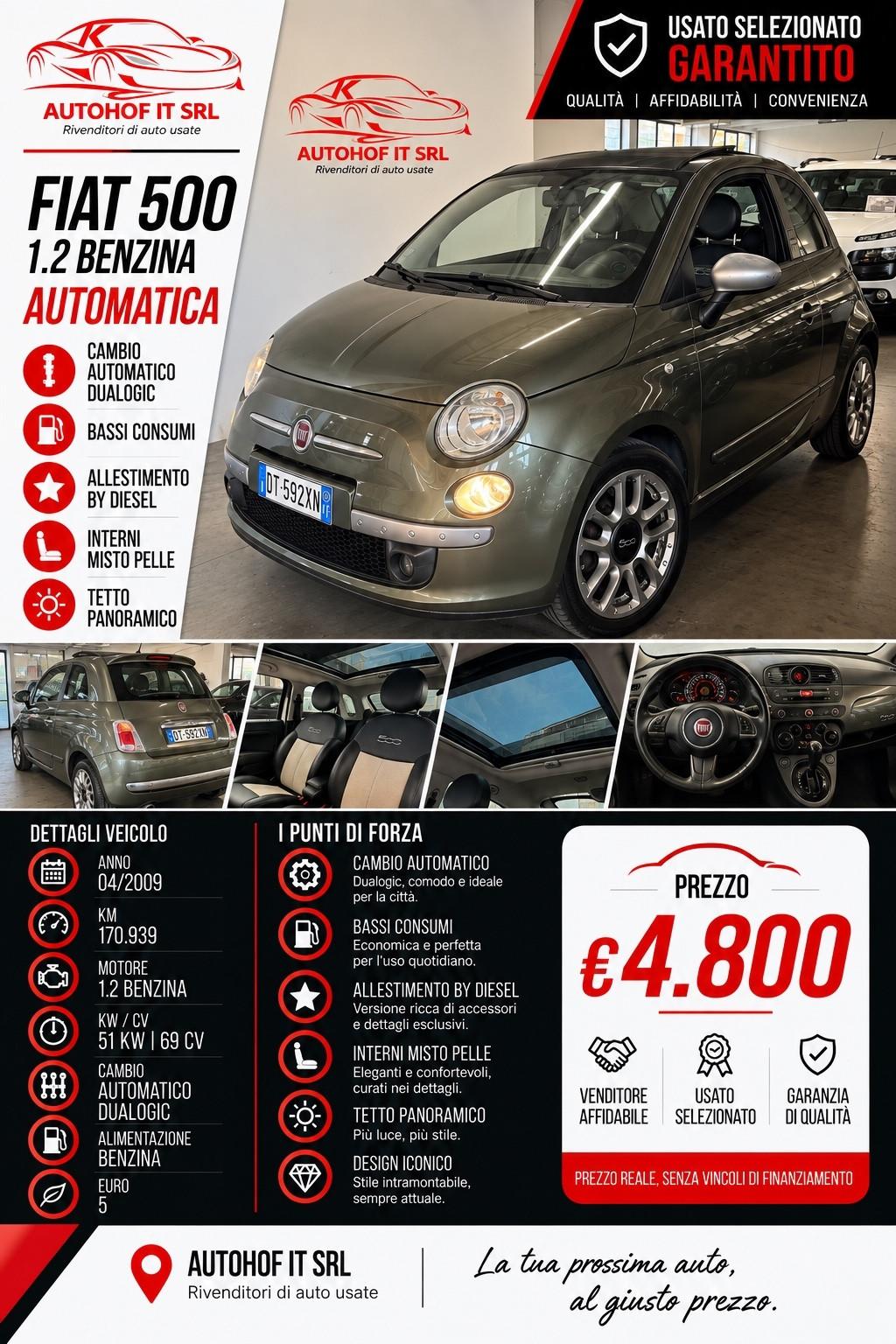 Fiat 500 1.2 BENZINA *AUTOMATICA*OK NEOPATENTATI *