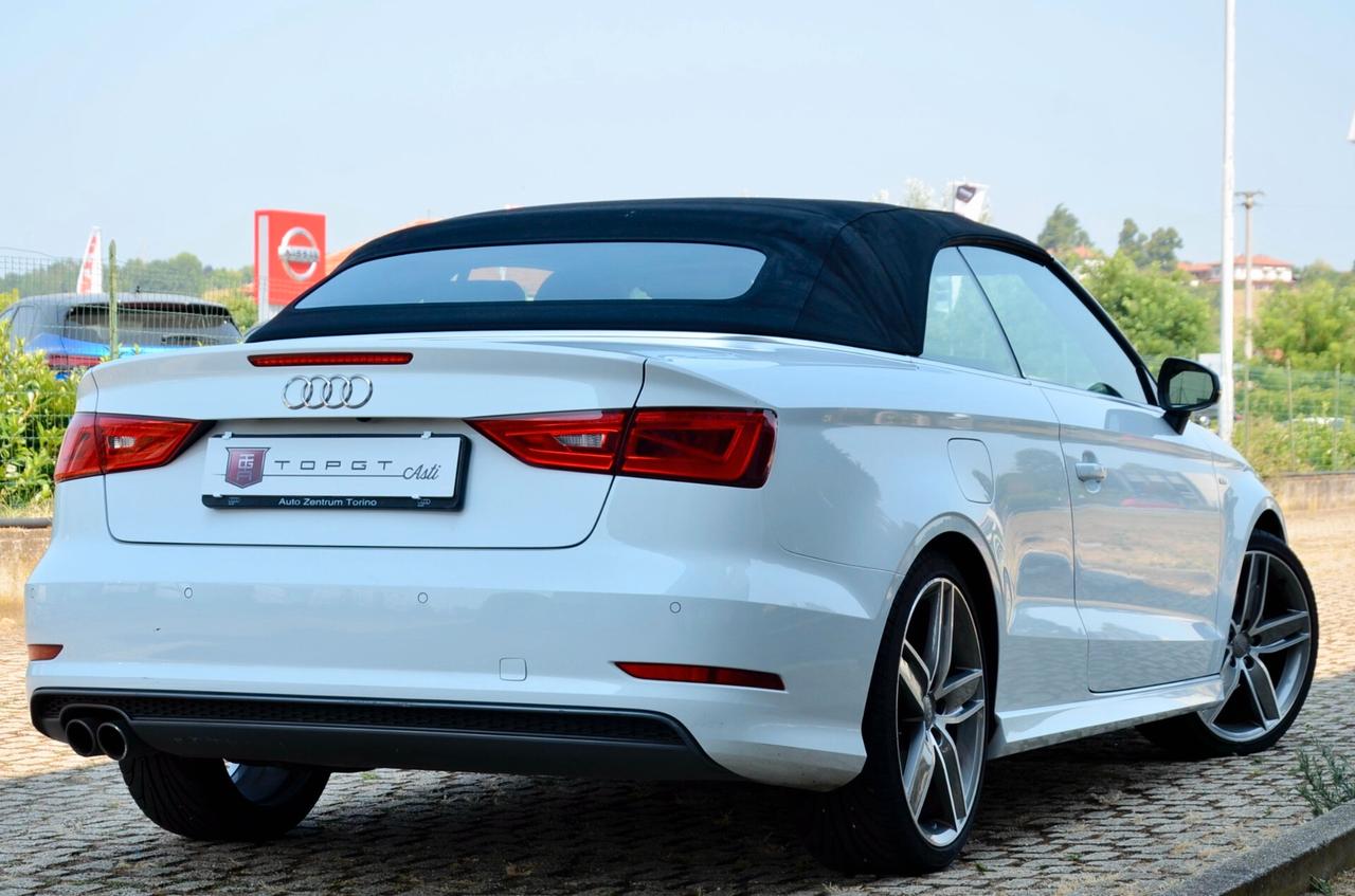 AUDI A3 CABRIO 2.0 TDI S-LINE INT+EXT 150cv S-TRONIC, UNICO UTILIZZATORE, UFF ITALIANA, EURO 6B, XENO, FRANGIVENTO, NAVI, PERMUTE