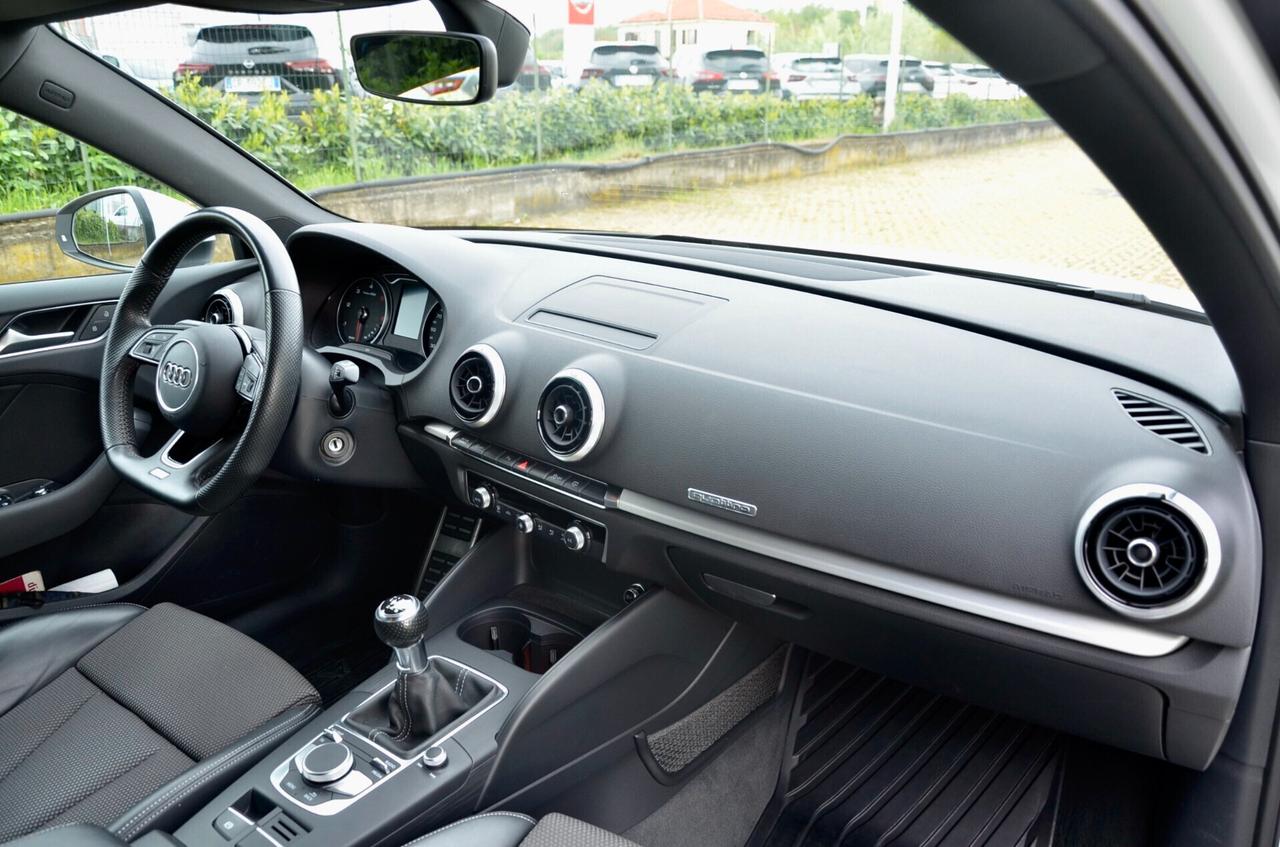 AUDI A3 SPORTBACK 2.0 TDI S-LINE INT EXT QUATTRO 150cv, UNICOPROP, UFF ITALIANA, EURO 6B, 18", NAVI, PERMUTE
