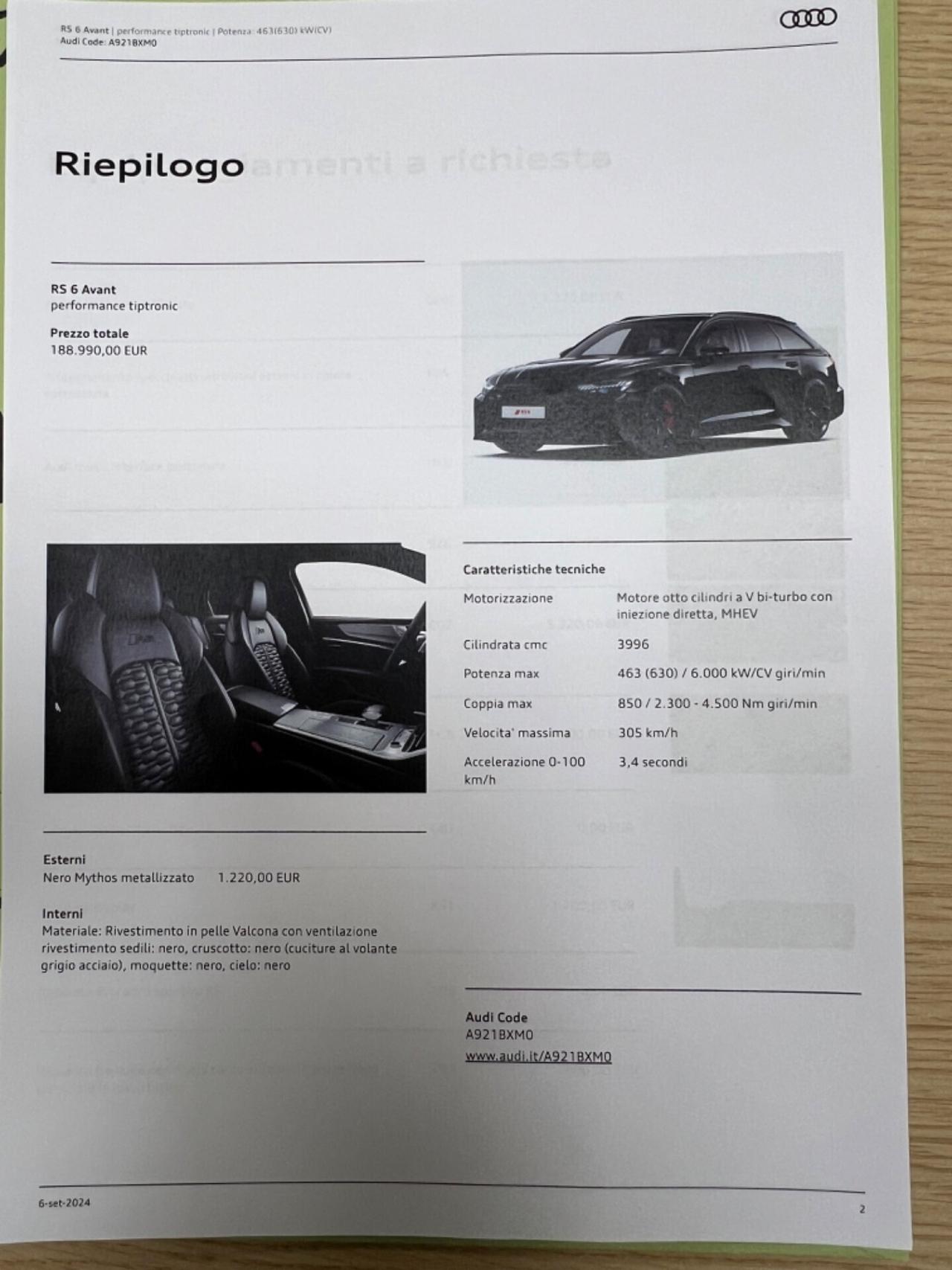 Audi RS6 4.0 performance possibilità noleggio no scoring