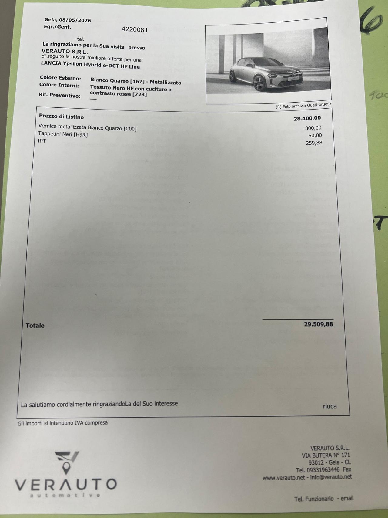 Lancia Ypsilon Hybrid e-DCT HF Line - possibilità noleggio no scoring