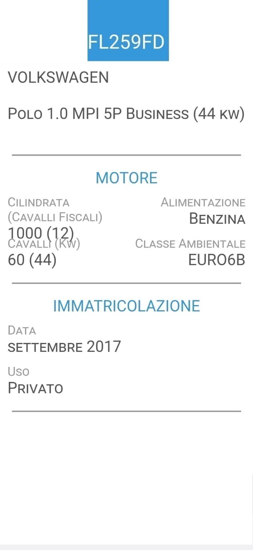 VOLKSWAGEN POLO 1,0 MPI-UNICA PROPRIET-EURO 6