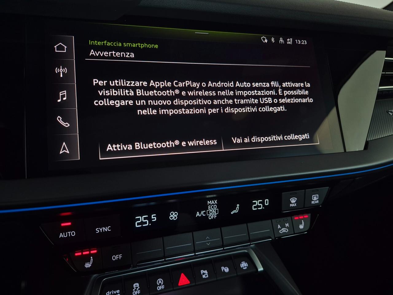 Audi A3 SPORTBACK TFSI MHEV S LINE EDITION S-TRONIC MATRIX SONOS TETTO CARPLAY 360° ACC AUTO UFFICALE AUDI 1 PROPRIETARIO