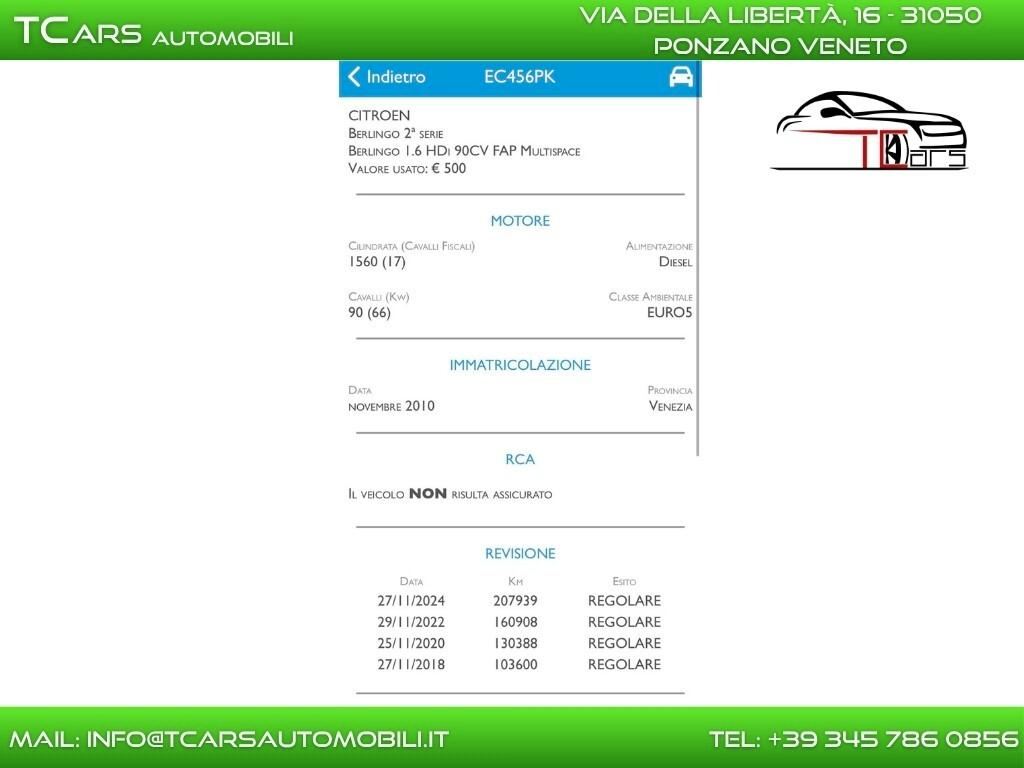 CITROEN BERLINGO MULTISPACE 1.6 HDI - 5 POSTI