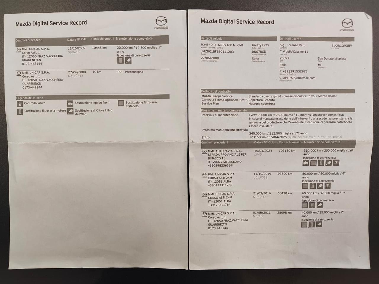Mazda MX-5 2.0 160CV KM CERTIFICATI