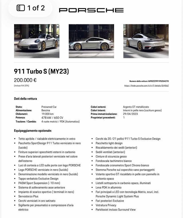 PORSCHE 911 Turbo S Coupé Porsche Approved 05/26 SuperPrezzo!!