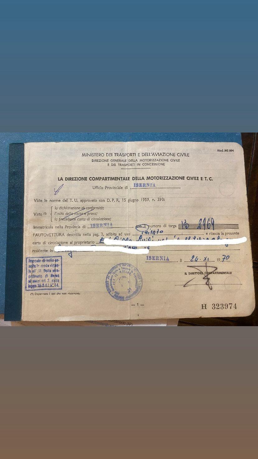 FIAT 500 F (1970) - BLU TURCHESE - CON TARGHE E LIBRETTO ORIGINALI