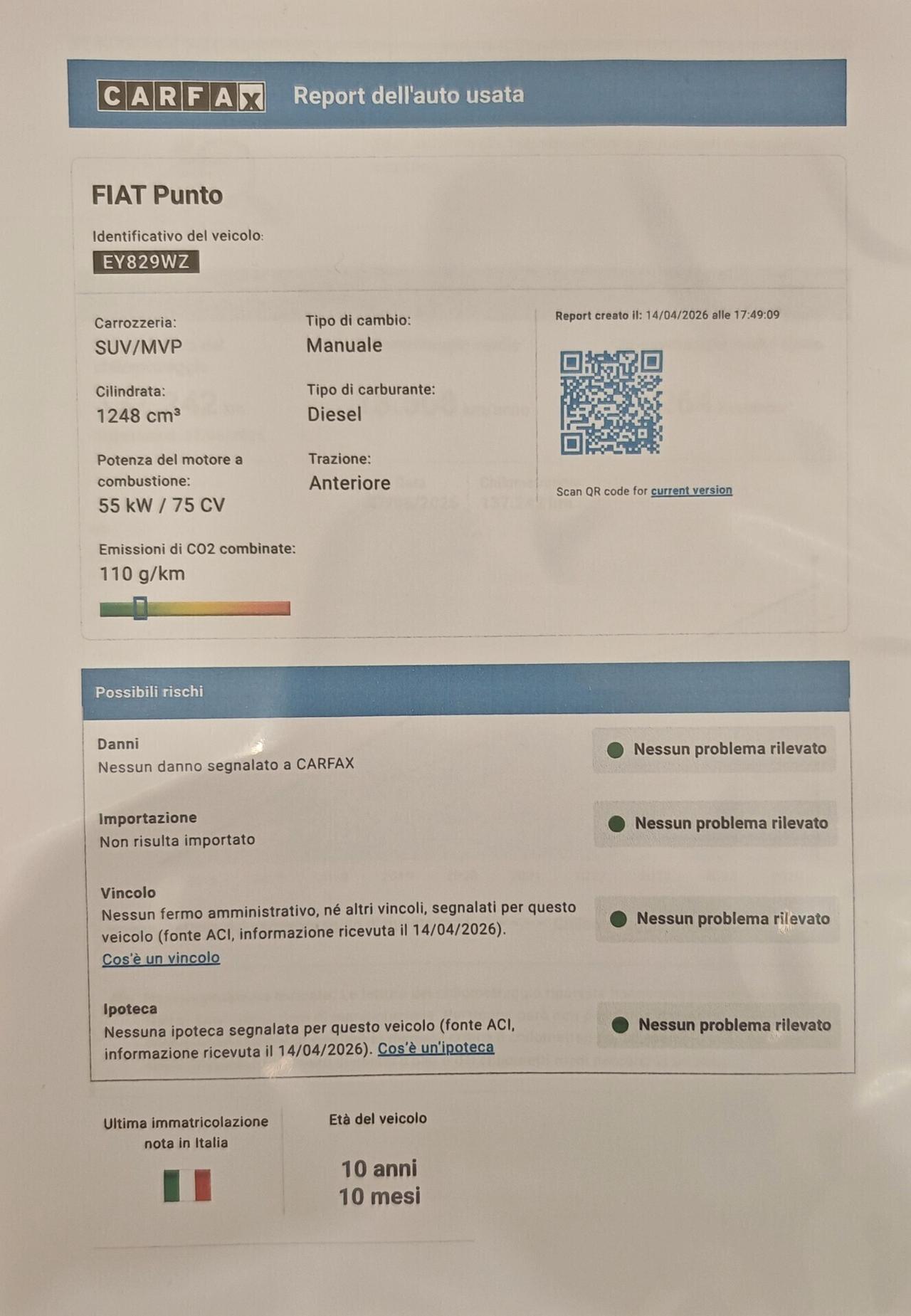 Fiat Punto 1.3 MJT 5p 75cv unico prop, ok neopatentati.