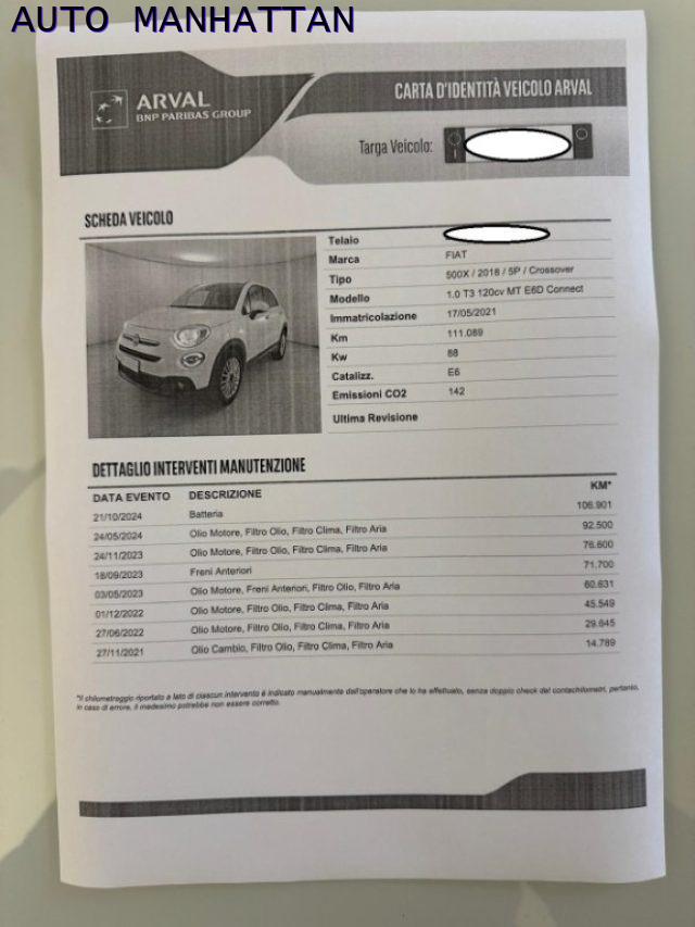 FIAT 500X 1.0 T3 120 CV Connect