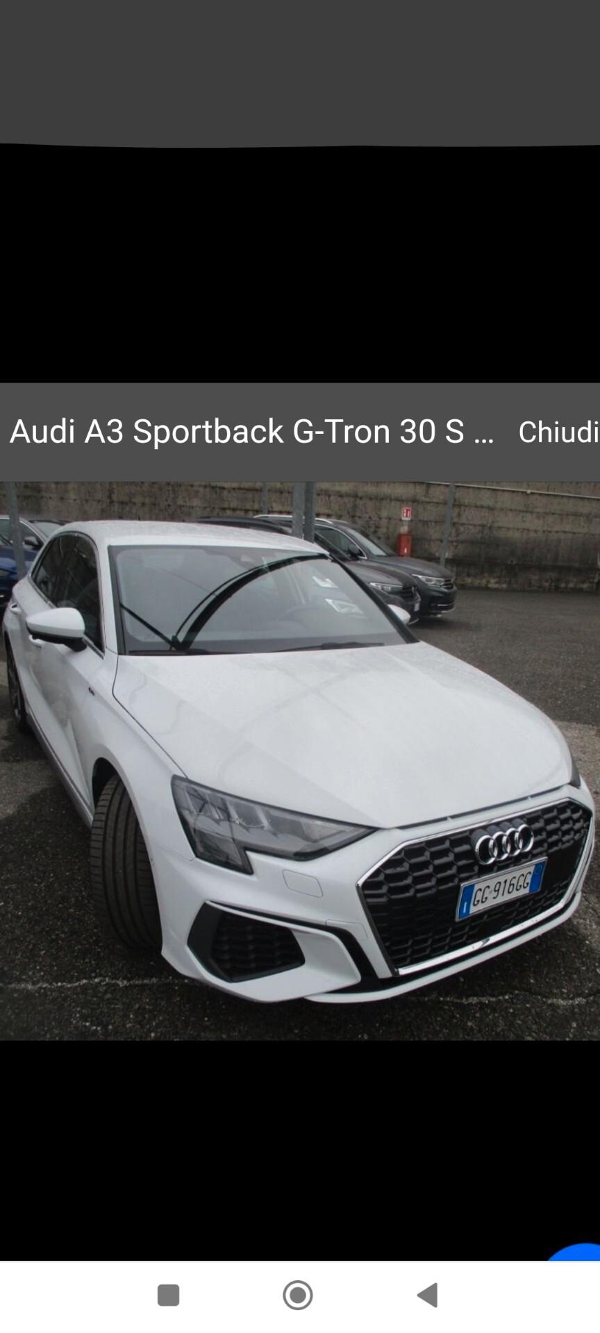 AUDI A3 S LINE 30 G-TRON METANO 09/2021 KM 39000 AUDI