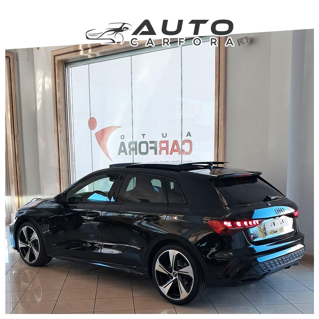 Audi A3 Sportback 35 TDI S tronic Identity Black con tetto apribile R 19 pack red interno