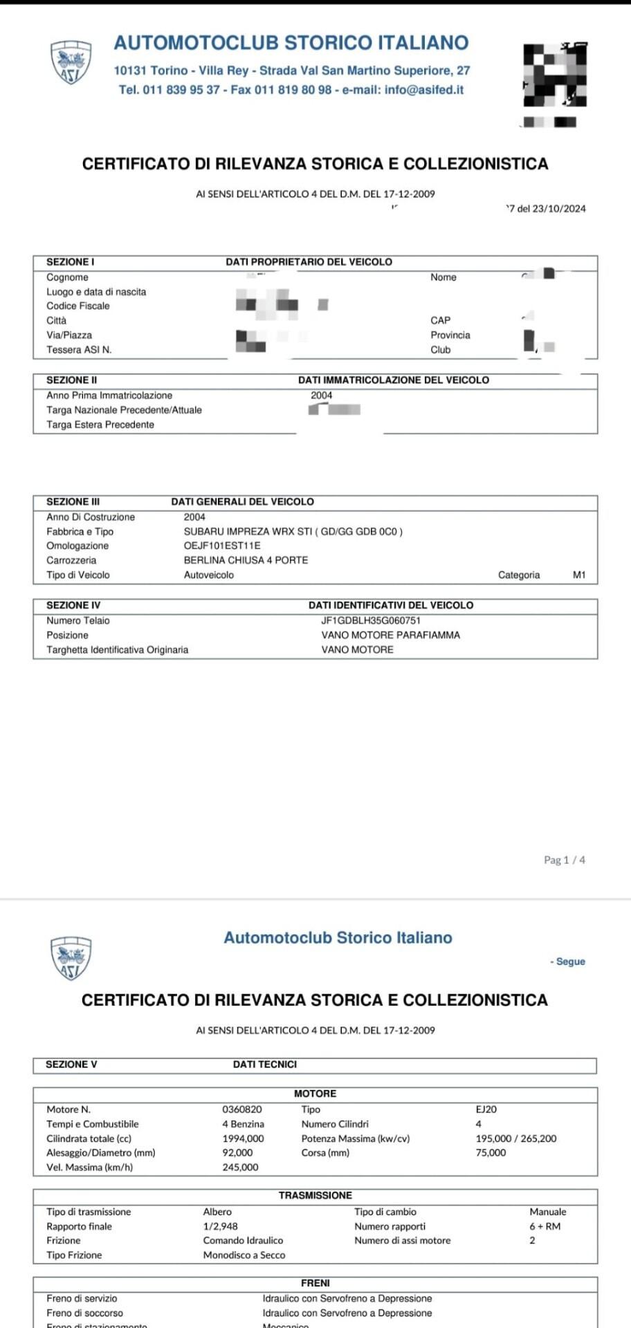 Subaru Impreza 2.0 turbo 16V cat STi YL DCCD ASI CRS