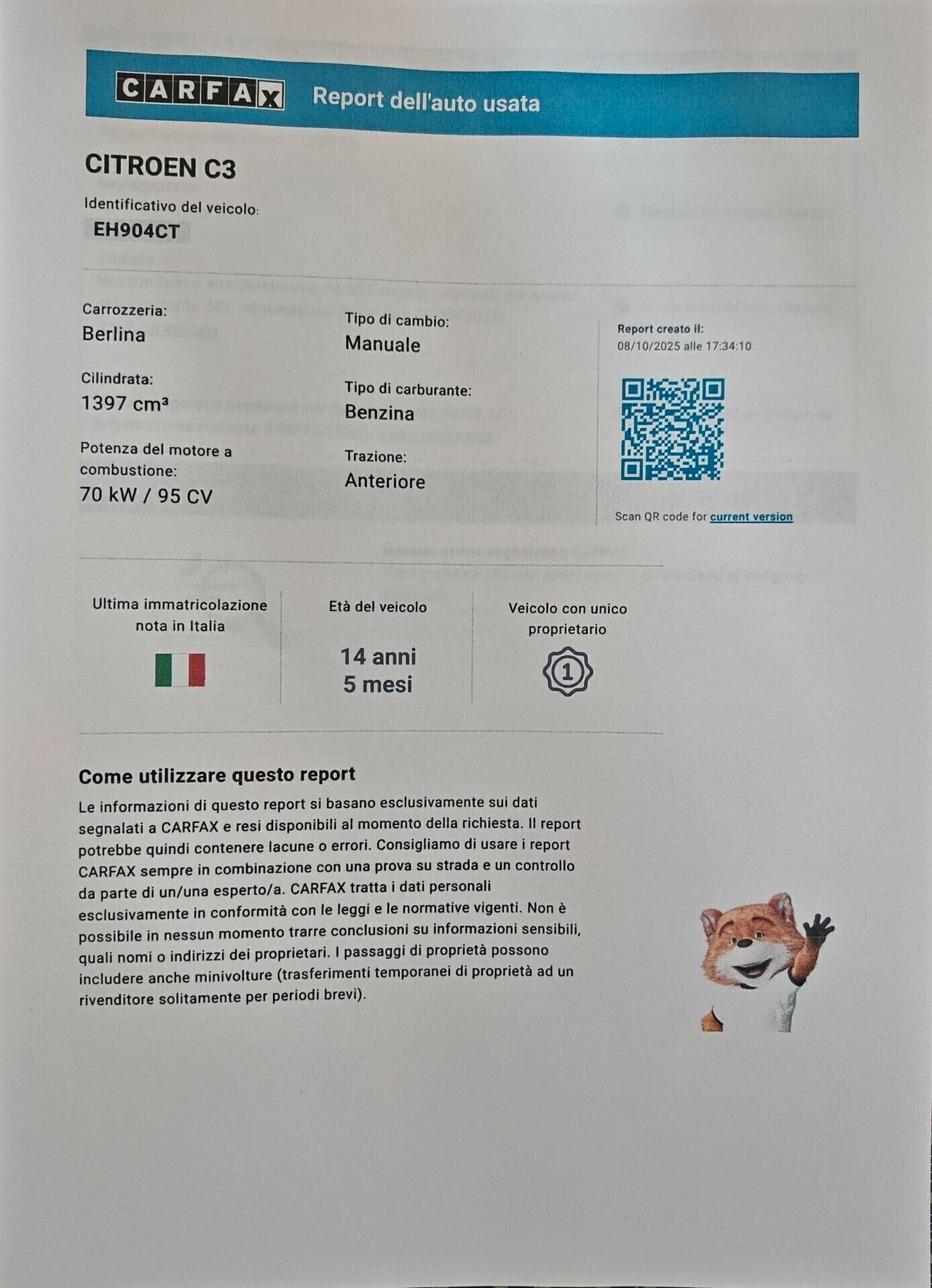 Citroen C3 1.4 Exclusive, UNICO PROPRIETARIO OK NEOPATENTATI.