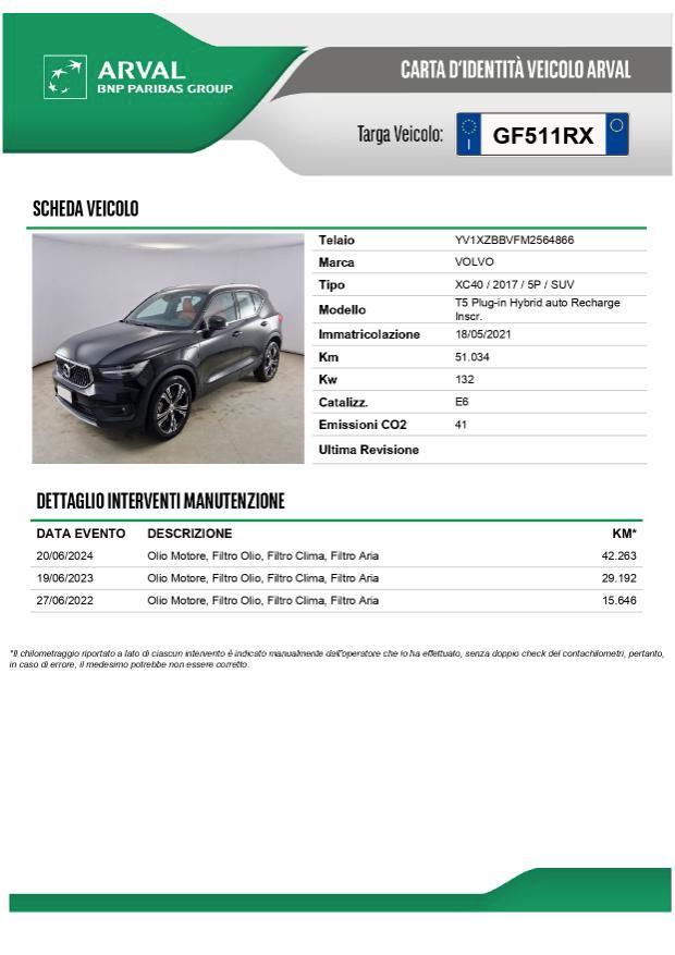 Volvo XC40 1.5 t5 phev Inscription Pelle-Park360-LED