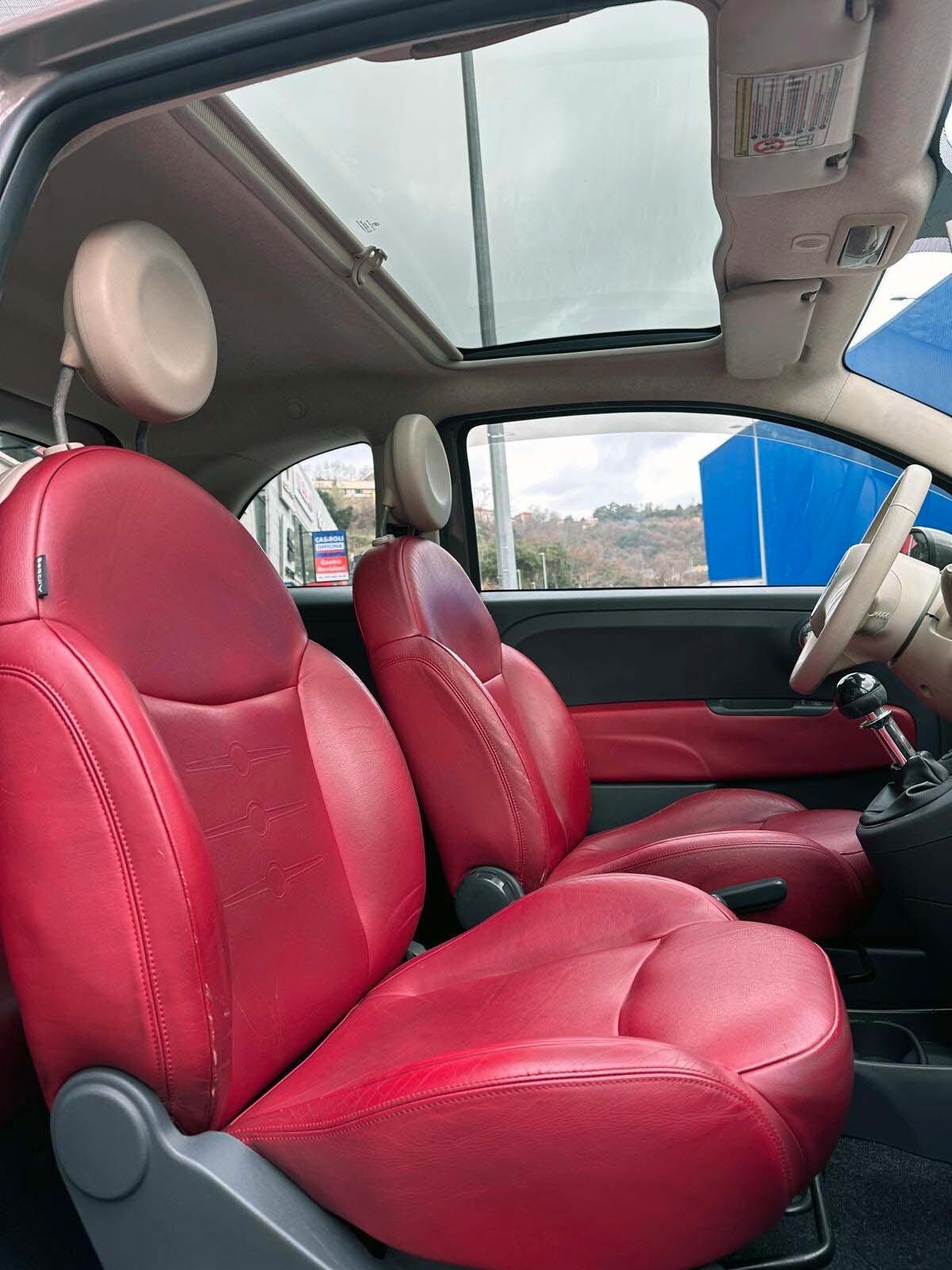 FIAT 500 1.3 MULTIJET DIESEL – TETTO PANORAMICO – PELLE ROSSA