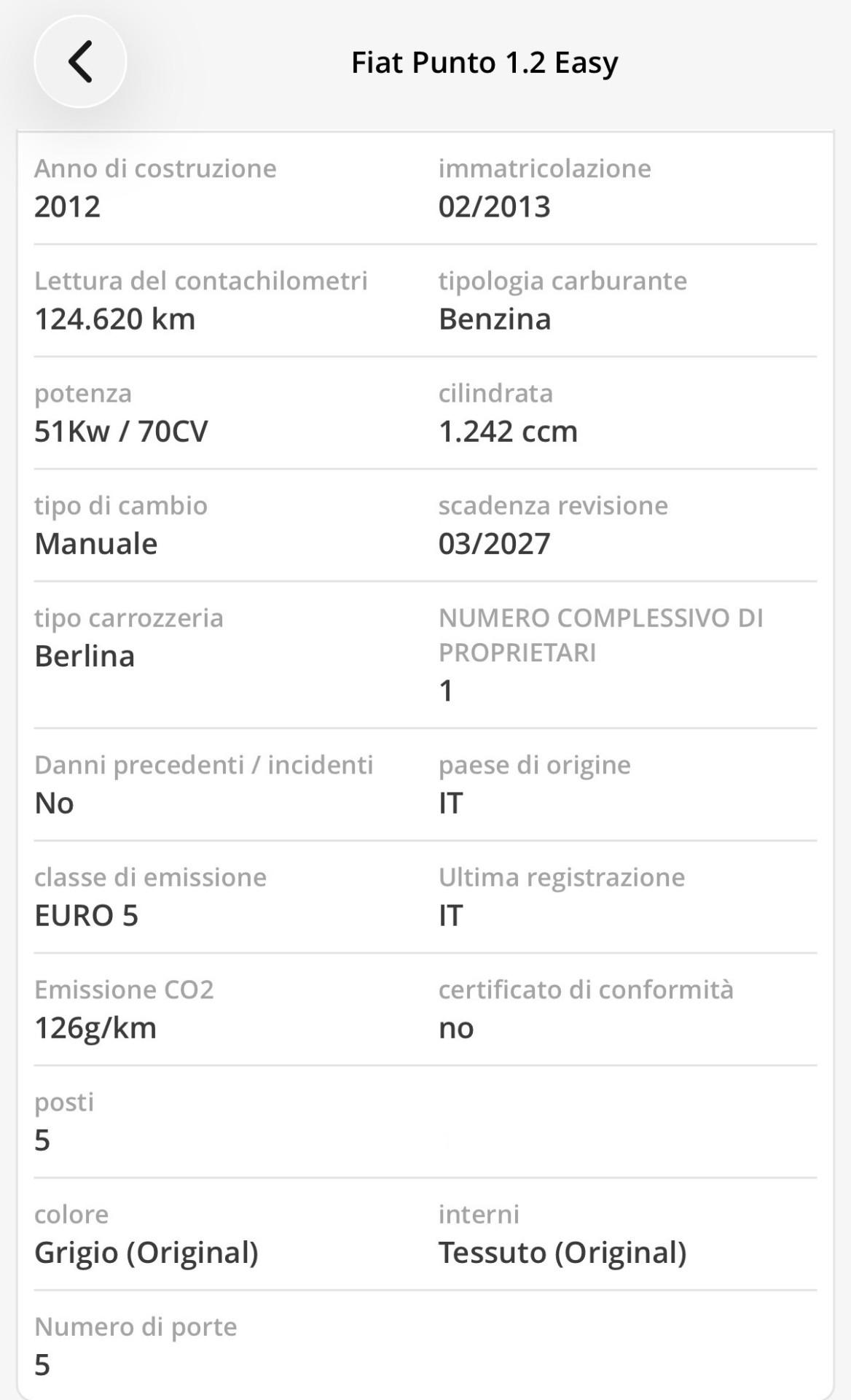 Fiat Punto Evo 1.2 Benzina Unico Prop. Garanzia