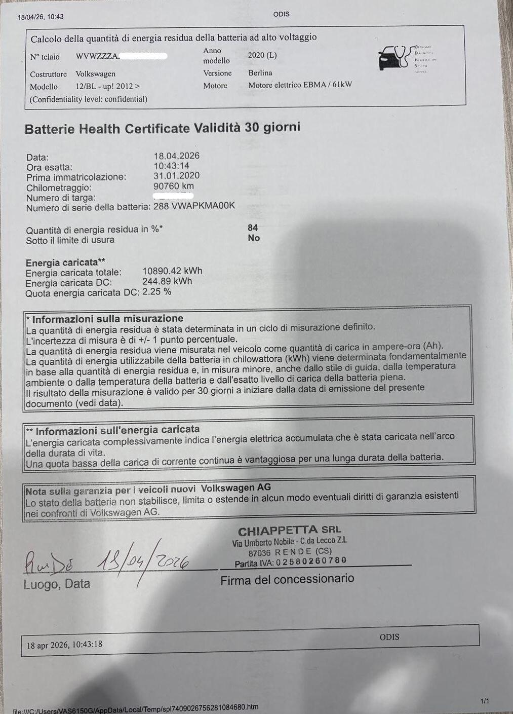 Volkswagen up! e-up! 82 CV