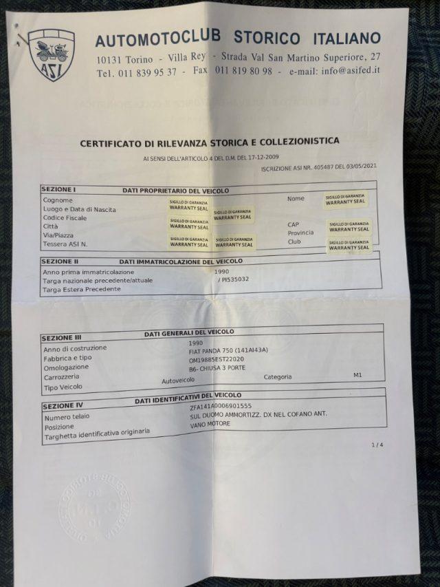 FIAT Panda 1ª serie 750 L ISCRITTA ASI PRONTA CONSEGNA