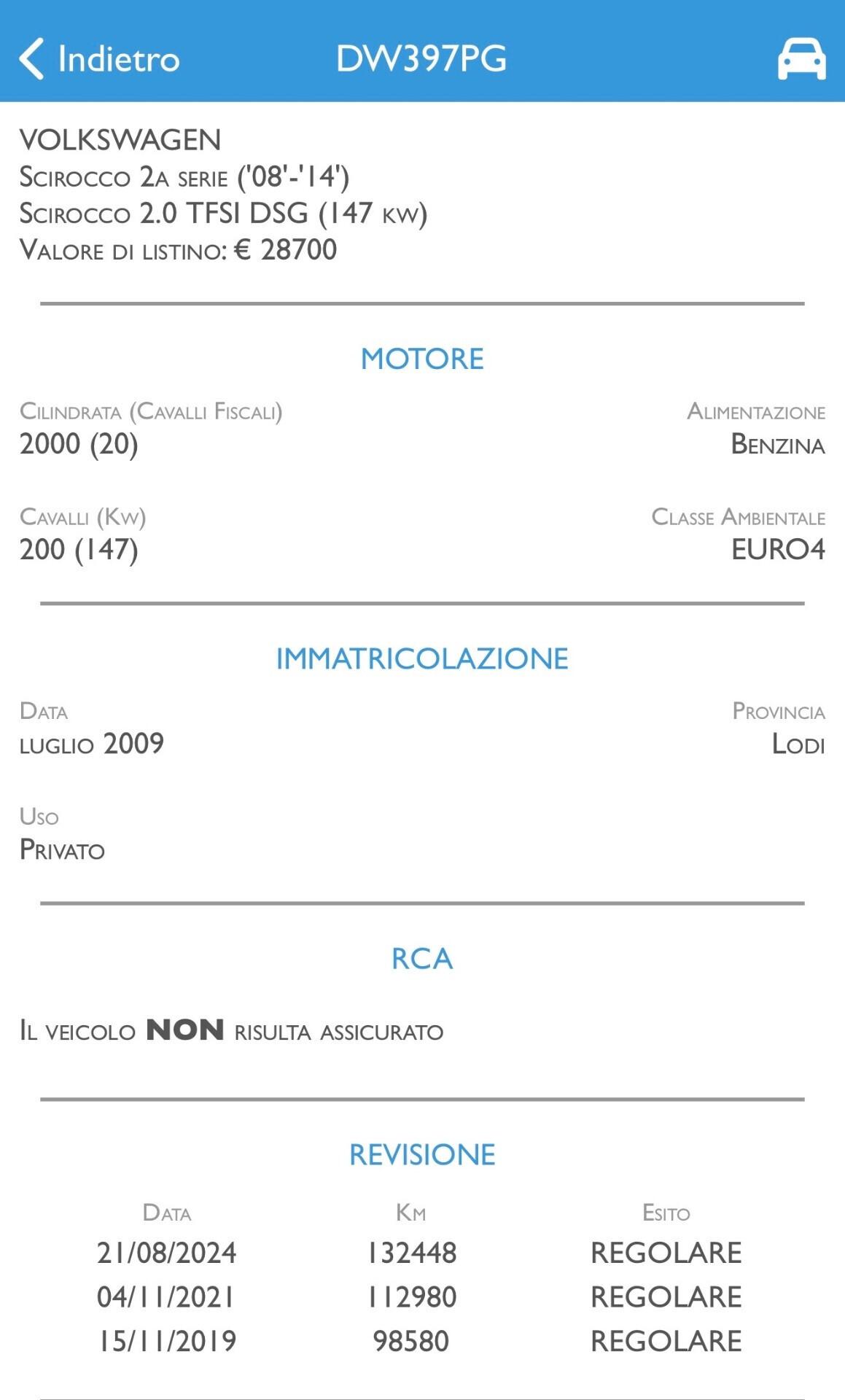 Volkswagen Scirocco 2.0 TFSI DSG 200cv *Prezzo promo*