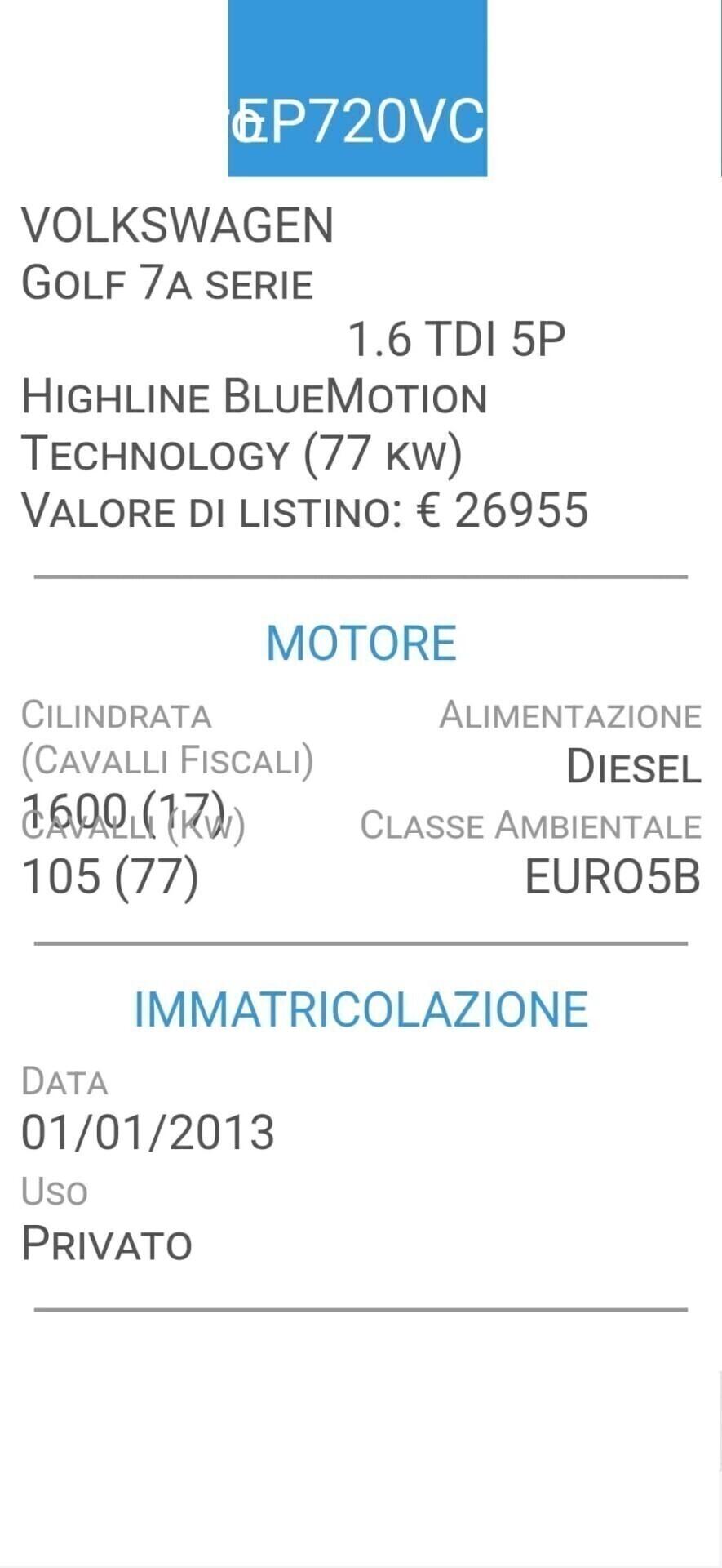 VOLKSWAGEN GOLF-7-1,6 TDI-CINTA NUOVA-TAGLIAN WOLK