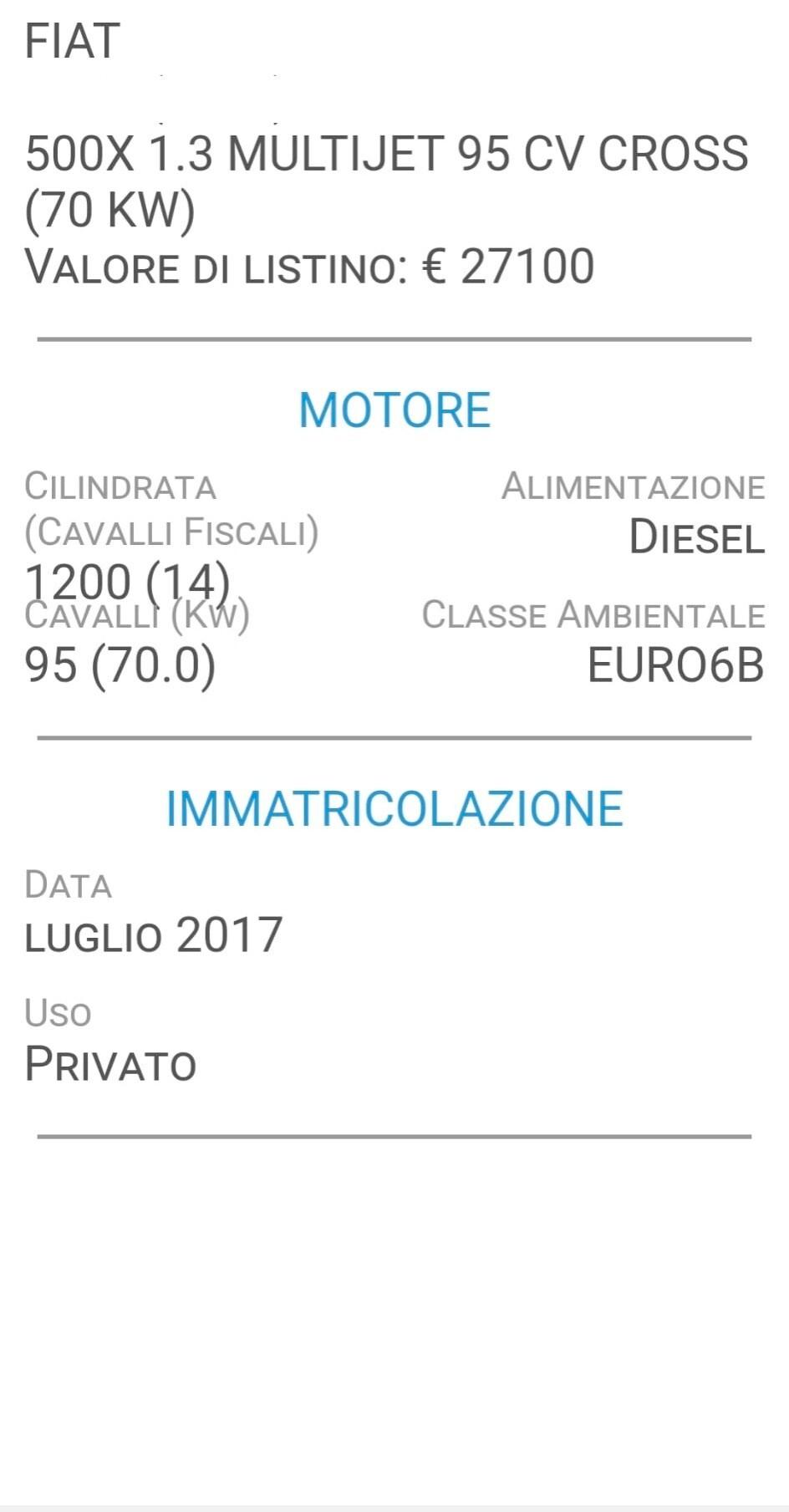 FIAT 500X 1,3 Mjet CROSS-3 REVISIONI-UNICA PROPRIETARIA