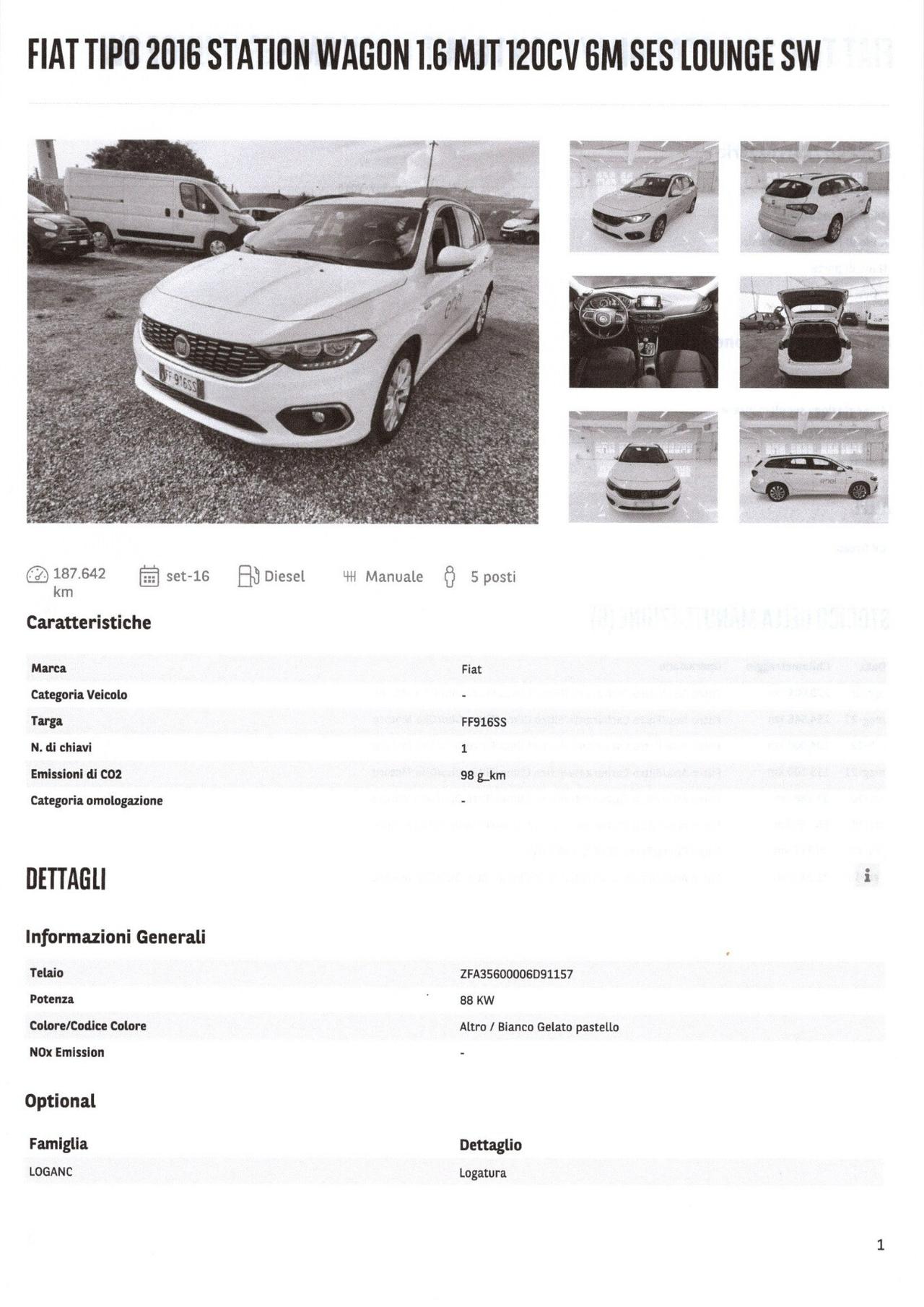 FIAT TIPO SW 1.6 MJT 120CV LOUNGE - 2016
