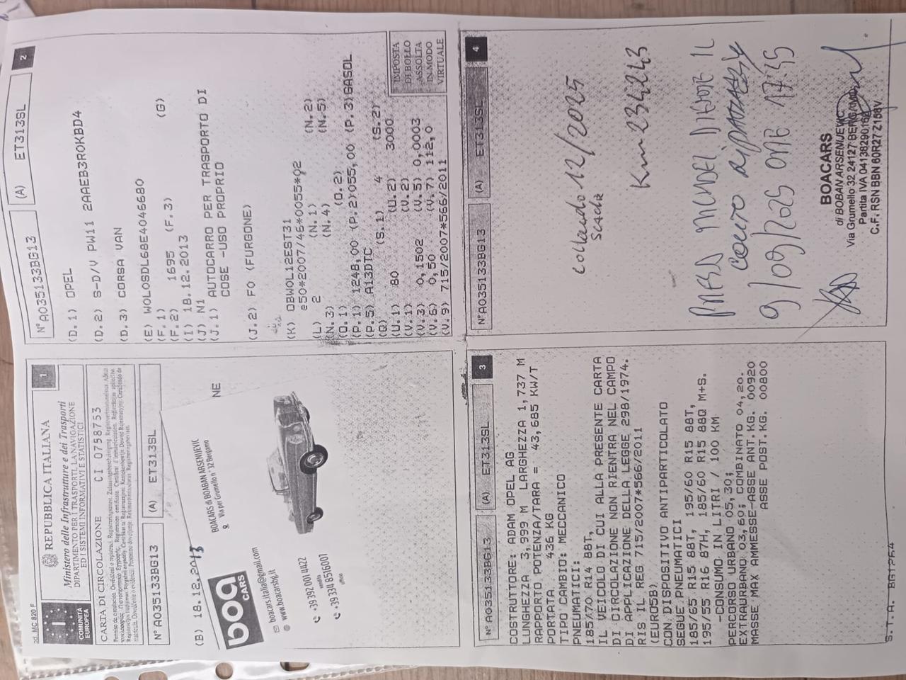 Opel Corsa van 1.3cdti 55kW 12/2013