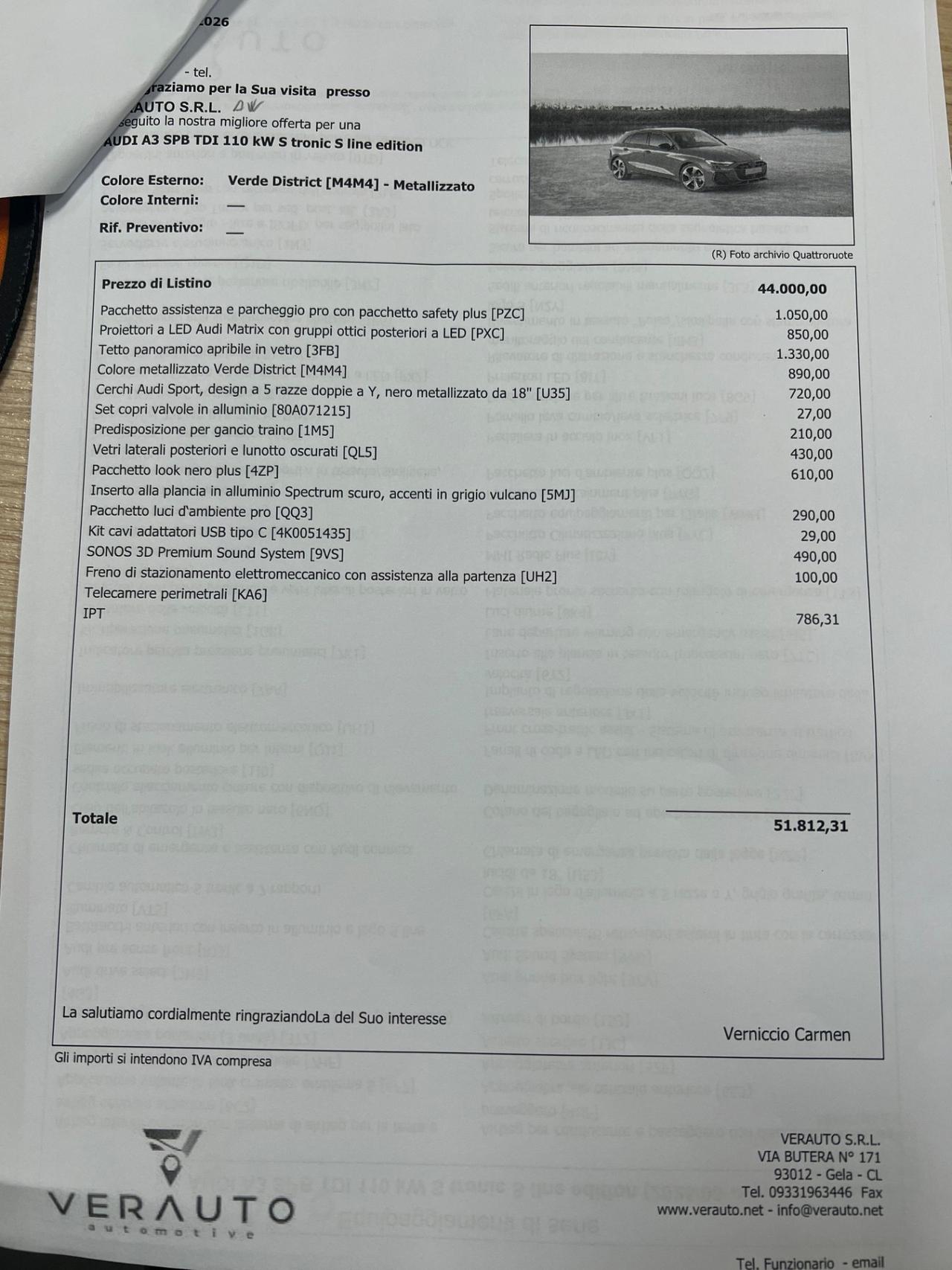 Audi A3 SPB TDI 110 kW S tronic S line edition Possibilità noleggio no scoring