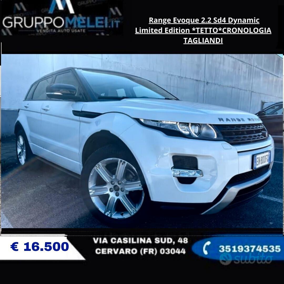 Range Evoque 2.2 Sd4 Dynamic Limited Edition *TETTO*CRONOLOGIA TAGLIANDI
