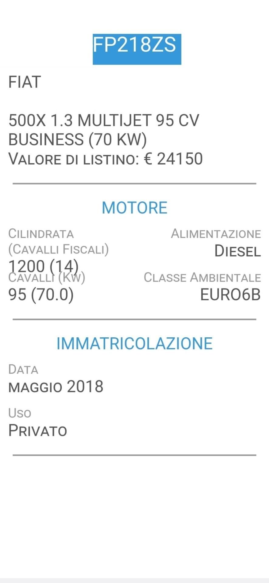 FIAT 500X 1,3 M.JET-EURO 6B-UNICA PROPR-2 REVISION