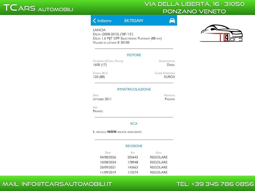 LANCIA DELTA 1.6 MJT - AUTOMATICA - PELLE TOTALE