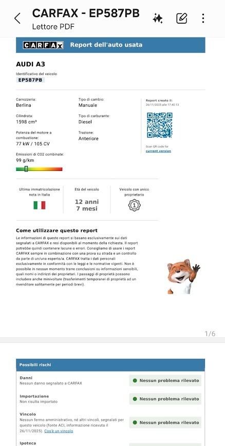 Audi A3 SPB 1.6 TDI 105 CV CR Attraction