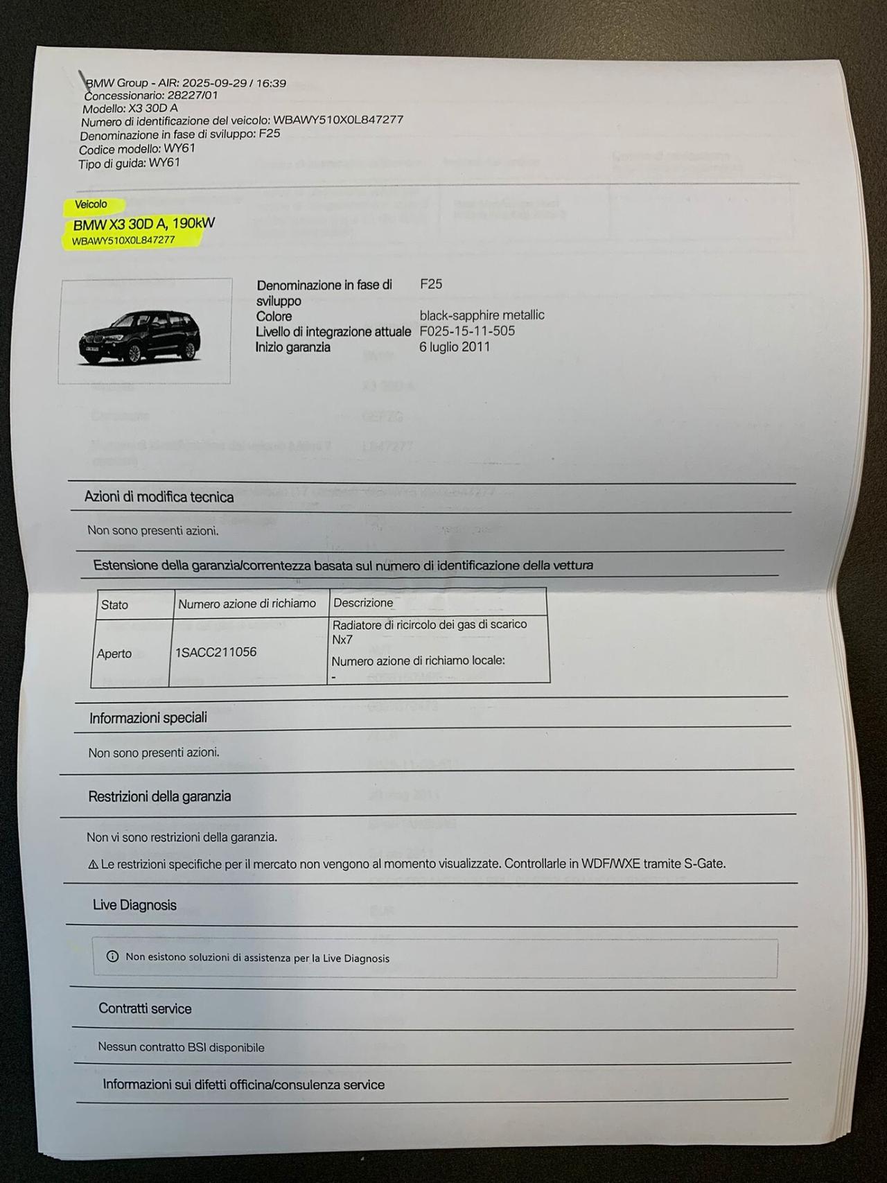BMW X3 3.0 XDRIVE UNIPRO KM CERT GARANZIA 3 ANNI
