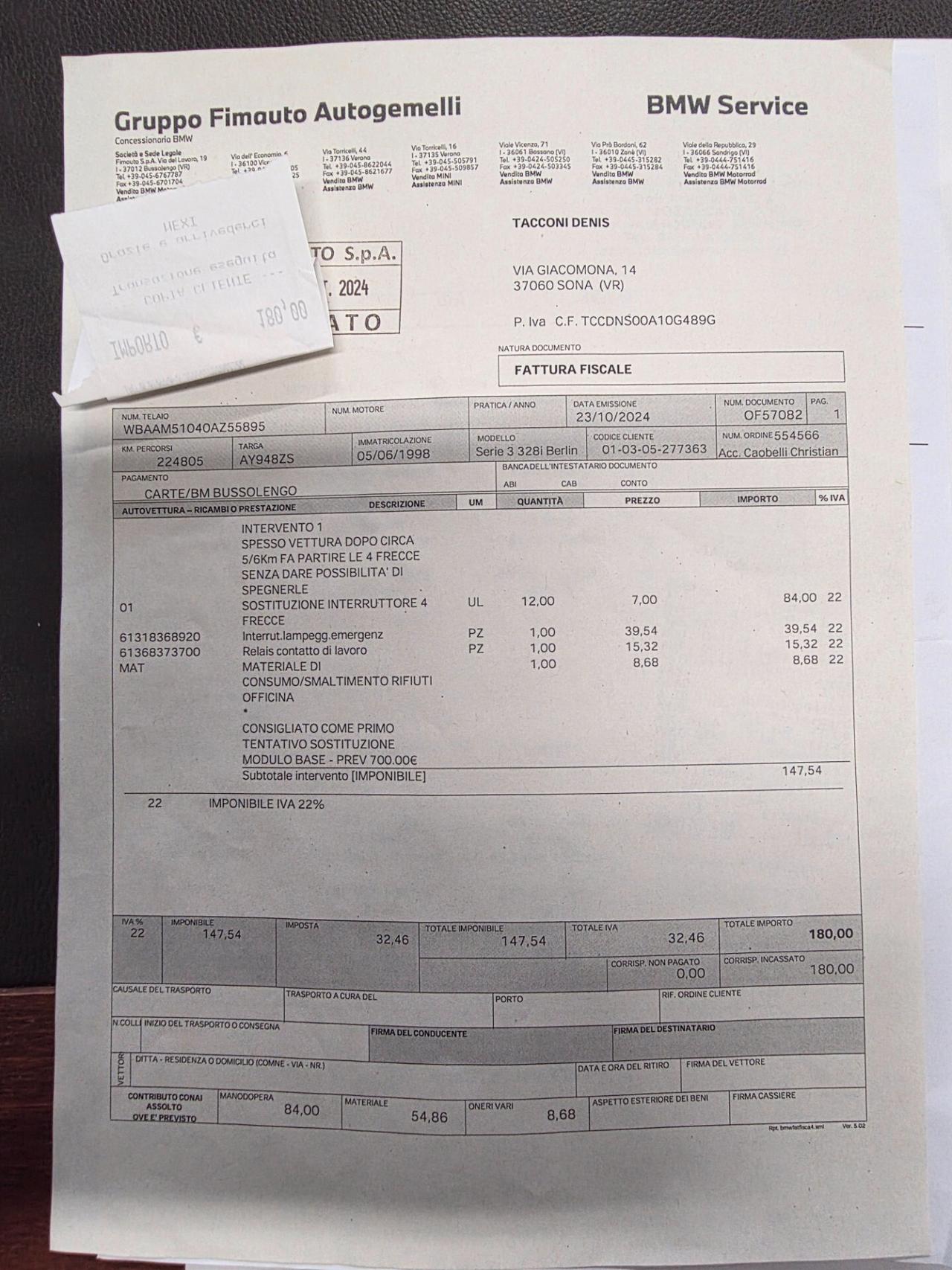 Bmw 328 328i 24V cat 4 porte