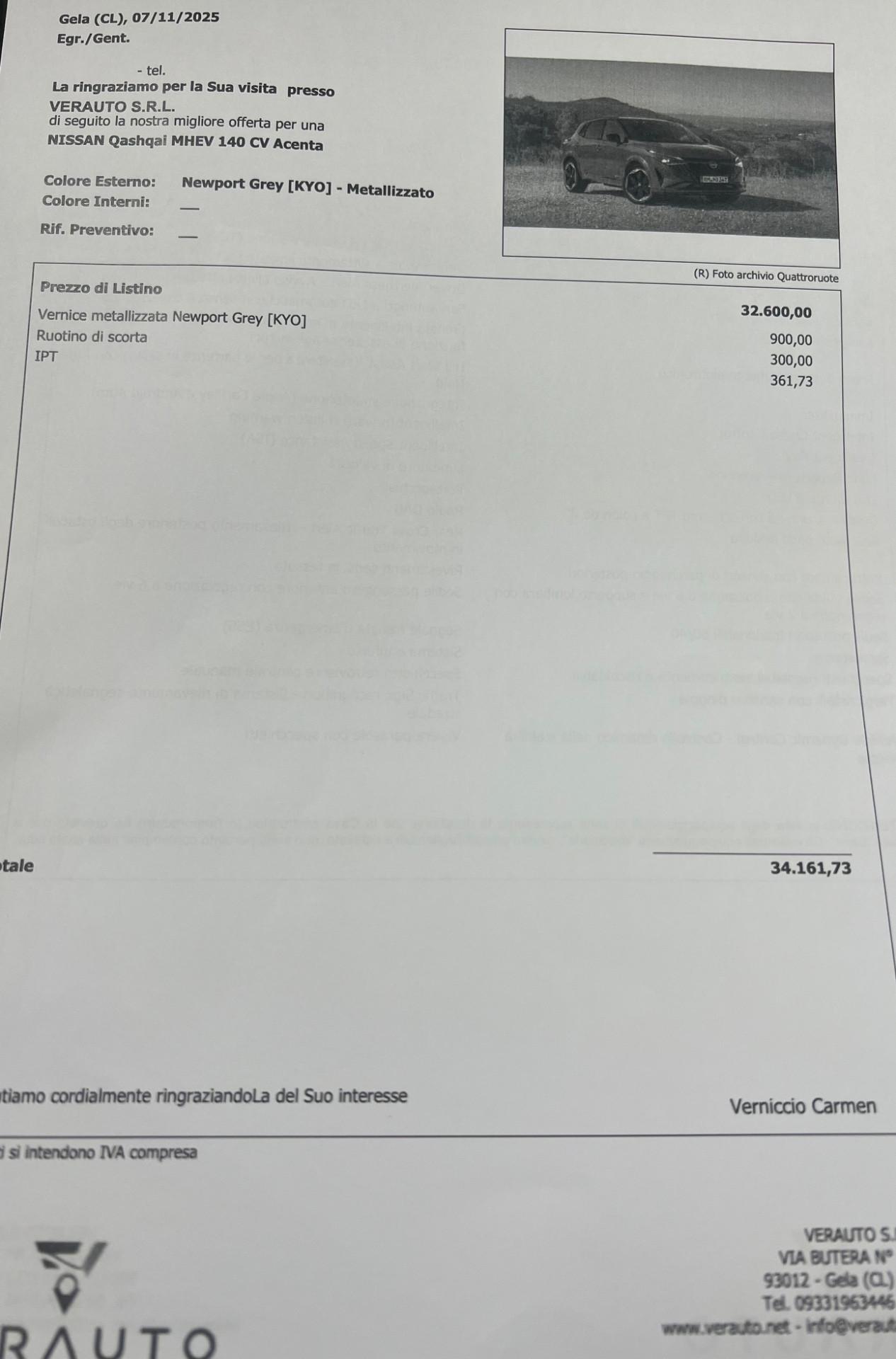 Nissan Qashqai 1.3 mhev Acenta possibilità noleggio no scoring