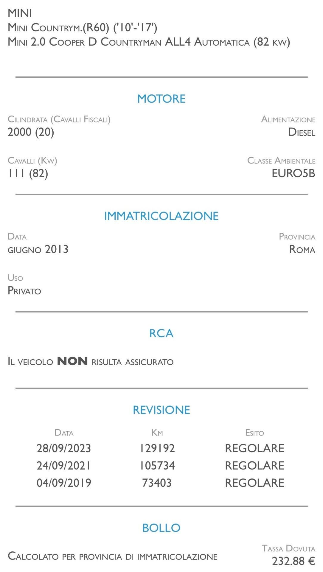 Mini Cooper Countryman 2.0 D ALL4 Automatica - UNICO PROPRIETARIO