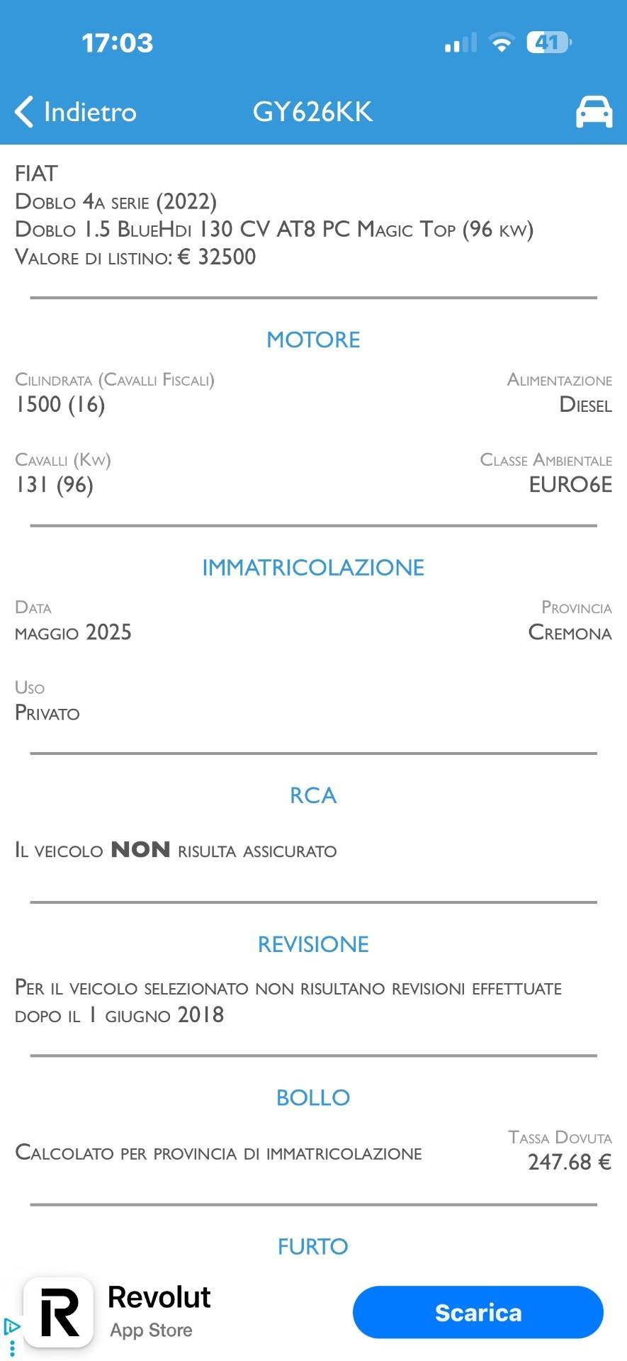 Fiat Doblò 1.5 BlueHdi 130 CV AT8 PC Magic Top