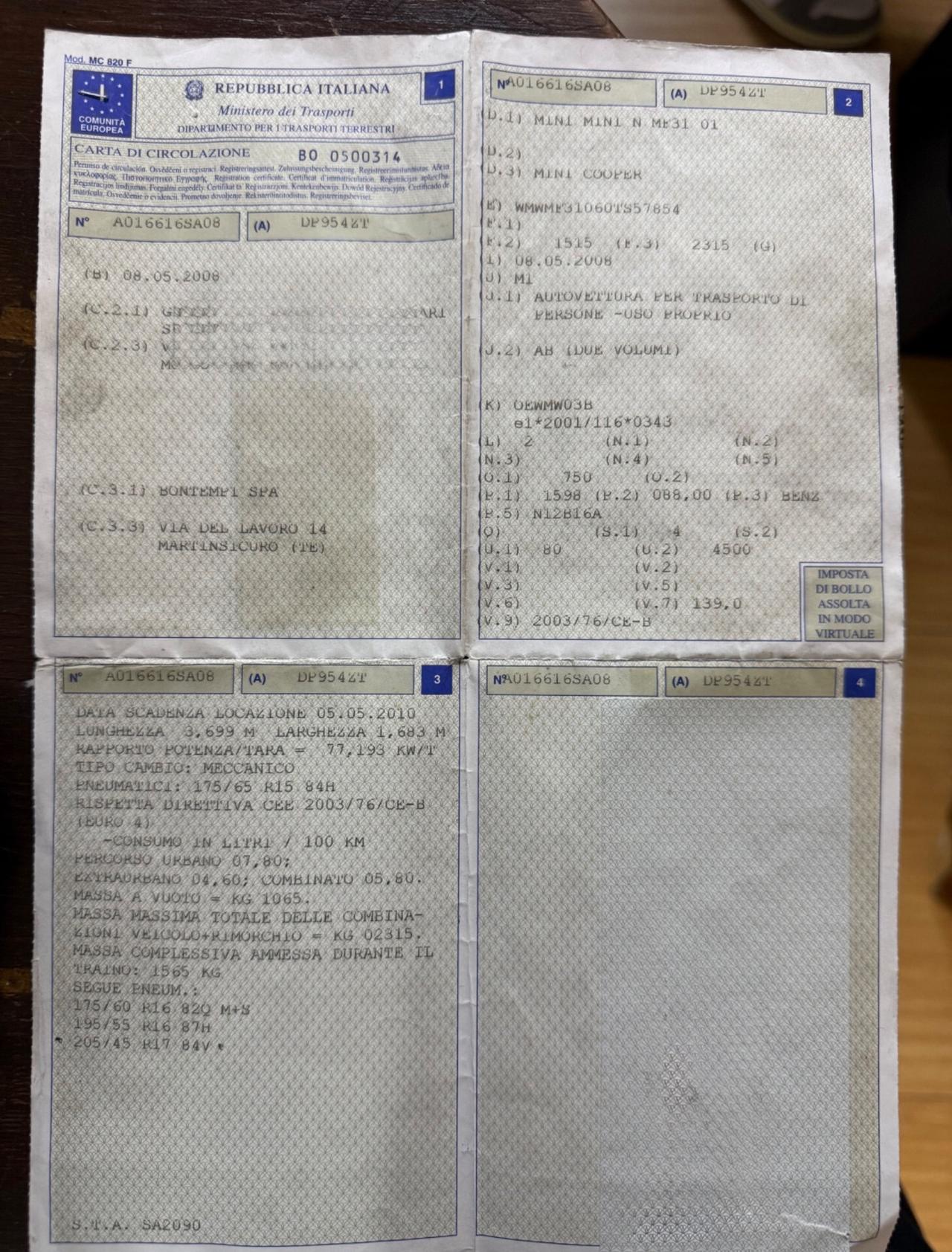 Mini Cooper 1.6 Benzina 106 milaKM tetto panoramico