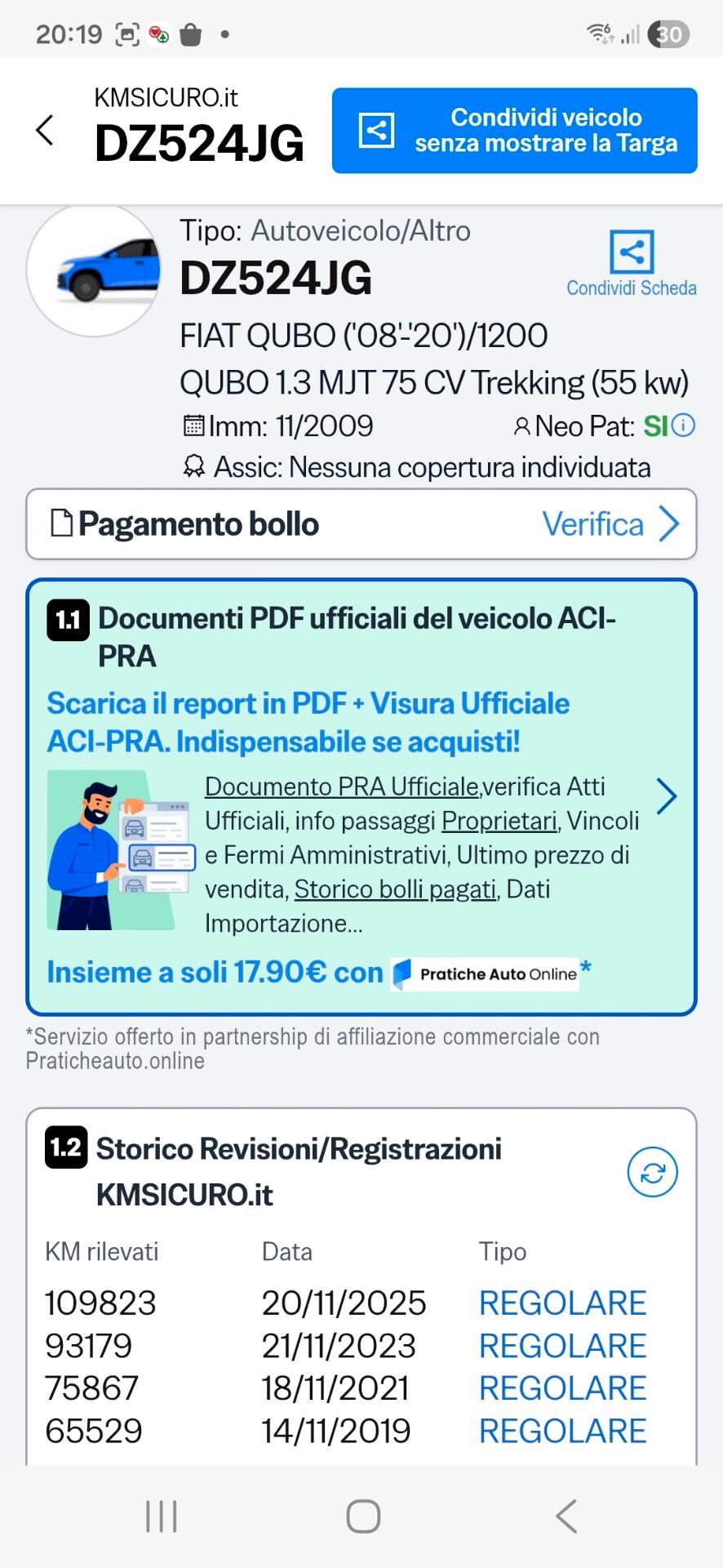 Fiat Qubo 1.3 MJT 75CV garantita 12 mesi