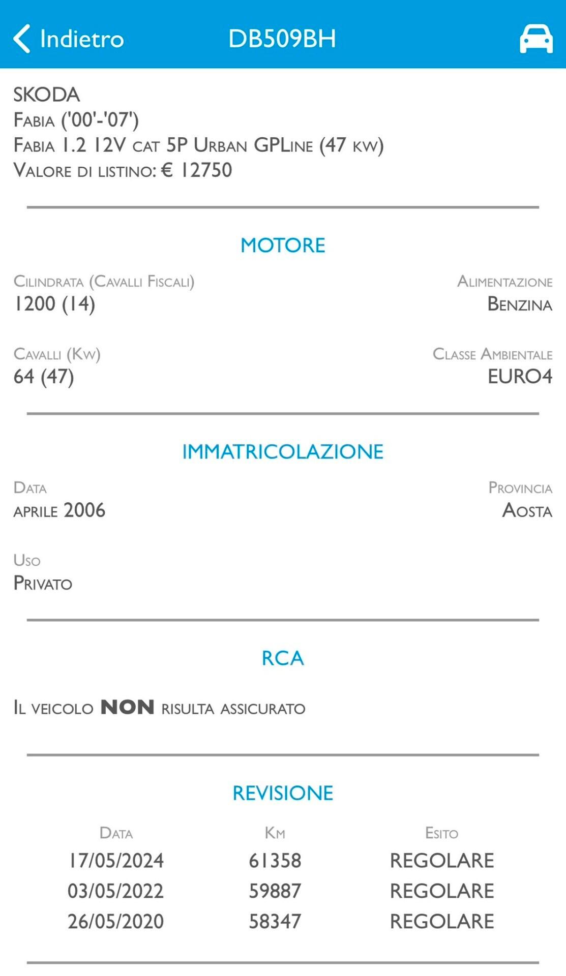 Skoda Fabia 1.2 Benzina Euro 4 - Km 62.000 - Clima