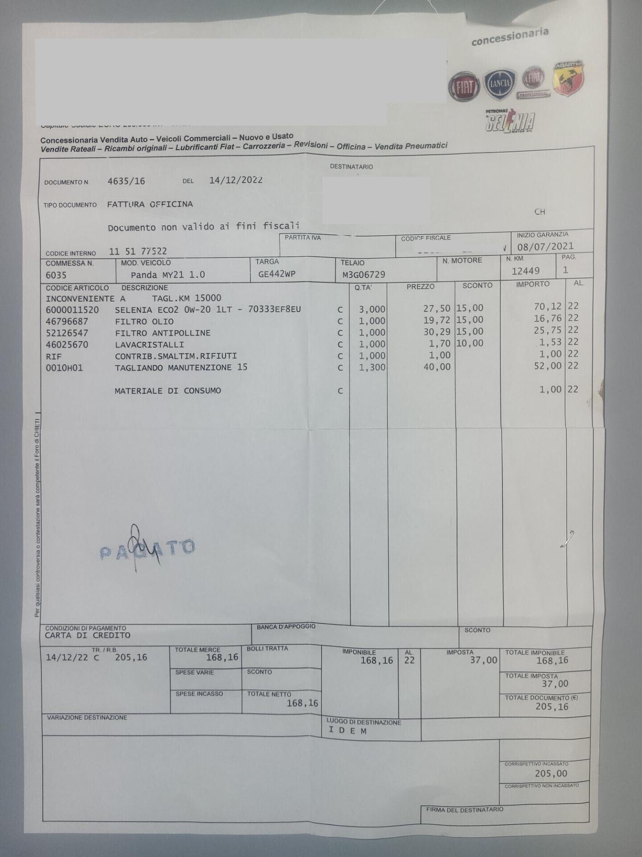 FIAT PANDA 1,0 BENZINA/HIBRYD-UNICA PRO-FOTO REVIS