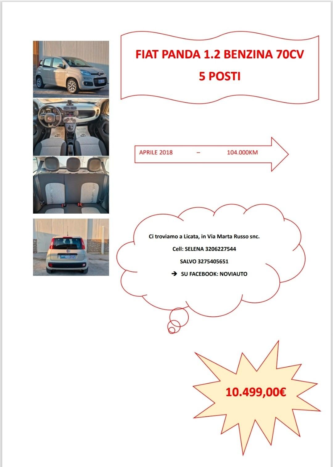 Fiat Panda 1.2benzina 70cv Apr.2018