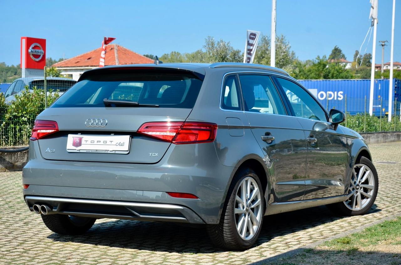 AUDI A3 SPORTBACK 2.0 TDI SPORT 150cv S-TRONIC, EURO 6D, HI-FI PREMIUM, FULL LED, NAVI, APPLE ANDROID, PERMUTE