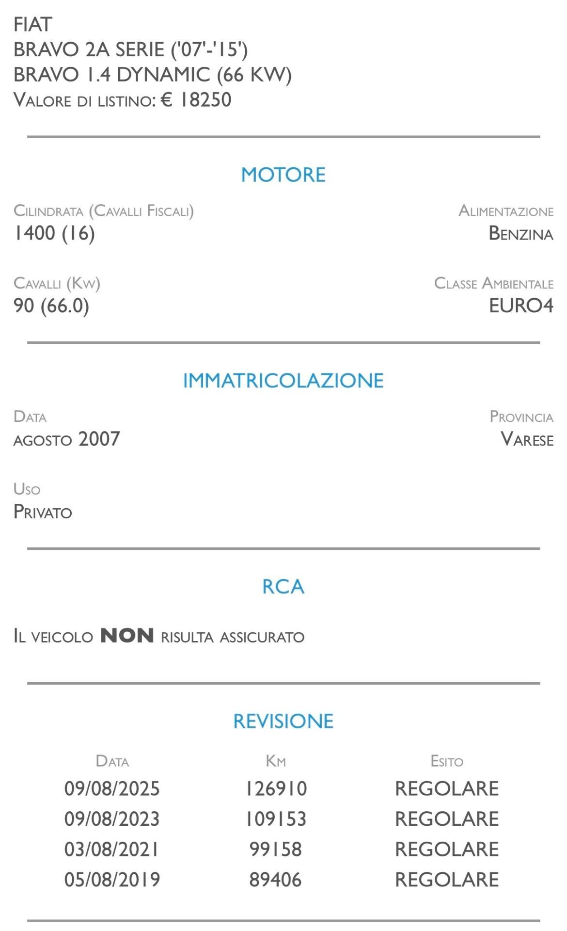 Fiat Bravo 1.4 Dynamic - UNICO PROPRIETARIO