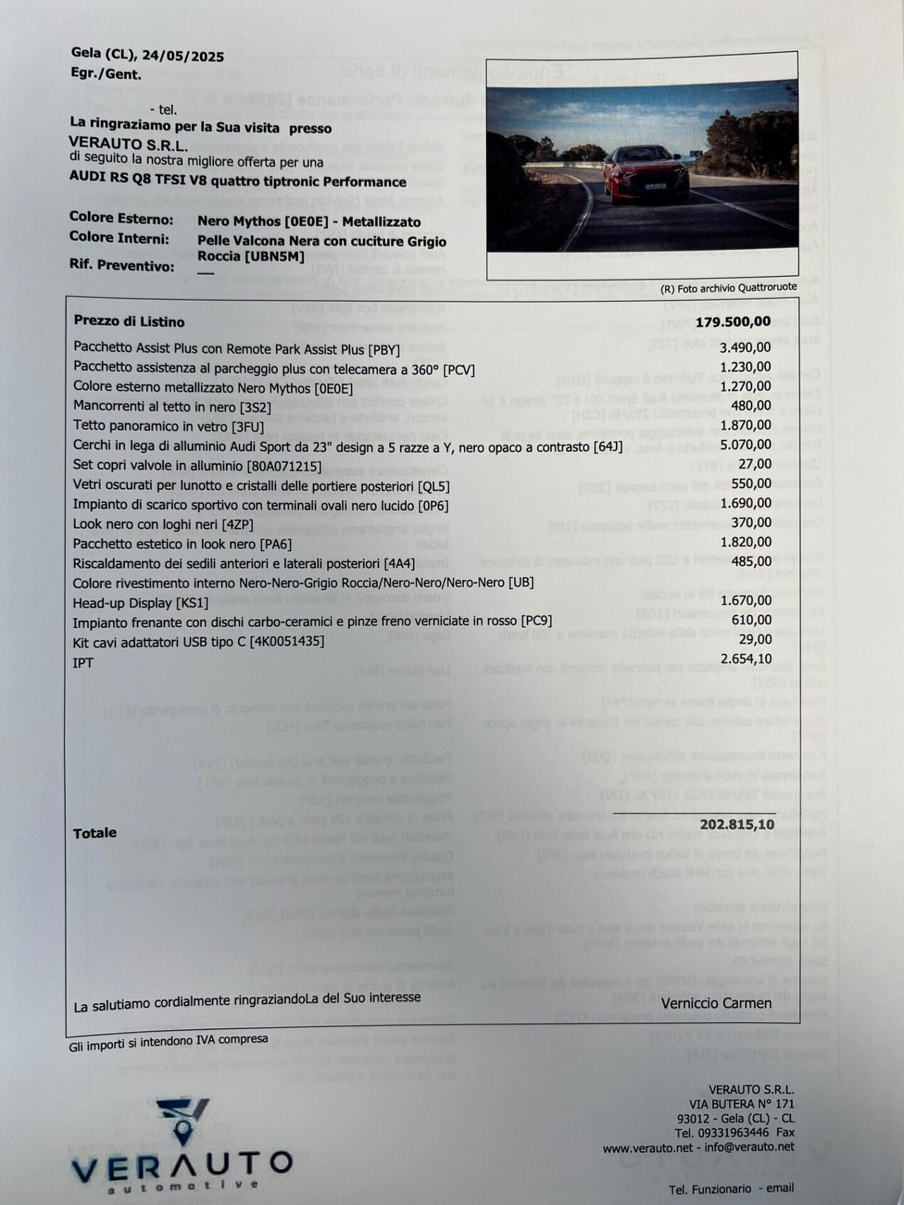 Audi RS Q8 performance possibilità noleggio no scoring