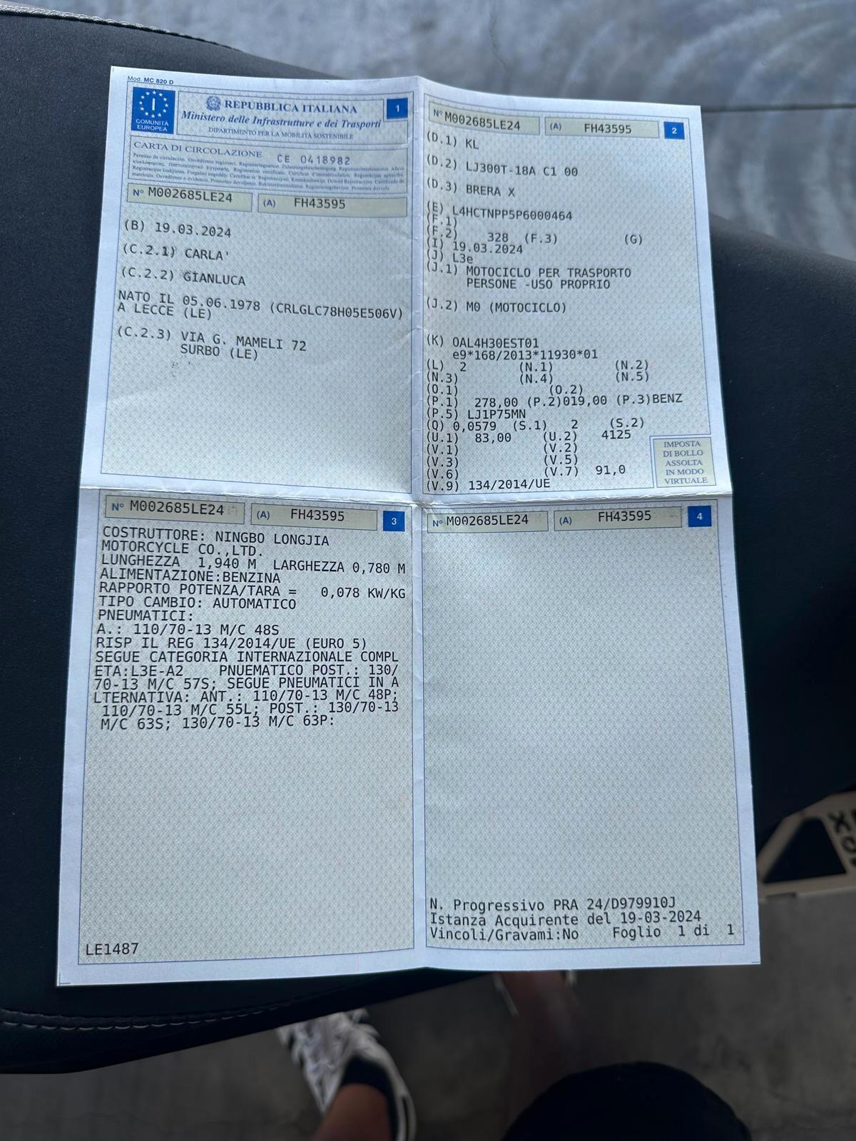 KL Brera X 300 – 2024 – 2.595 km – Pari al nuovo