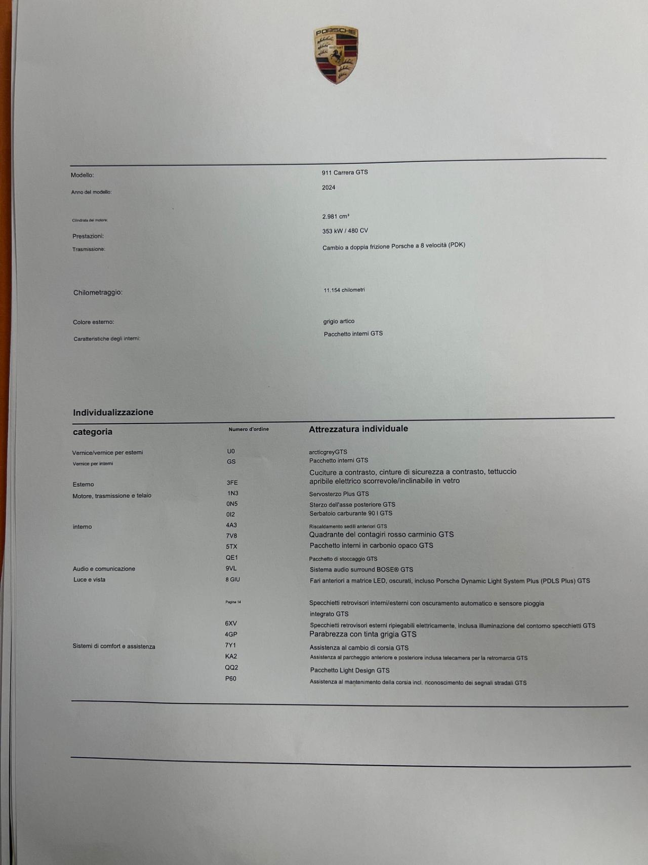 Porsche 992 Carrera GTS possibilità noleggio no scoring