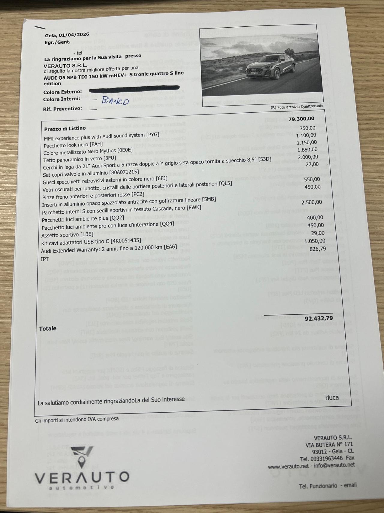 Audi Q5 SPB TDI 150 kW mHEV+ S tronic quattro S line edition - possibilità noleggio no scoring