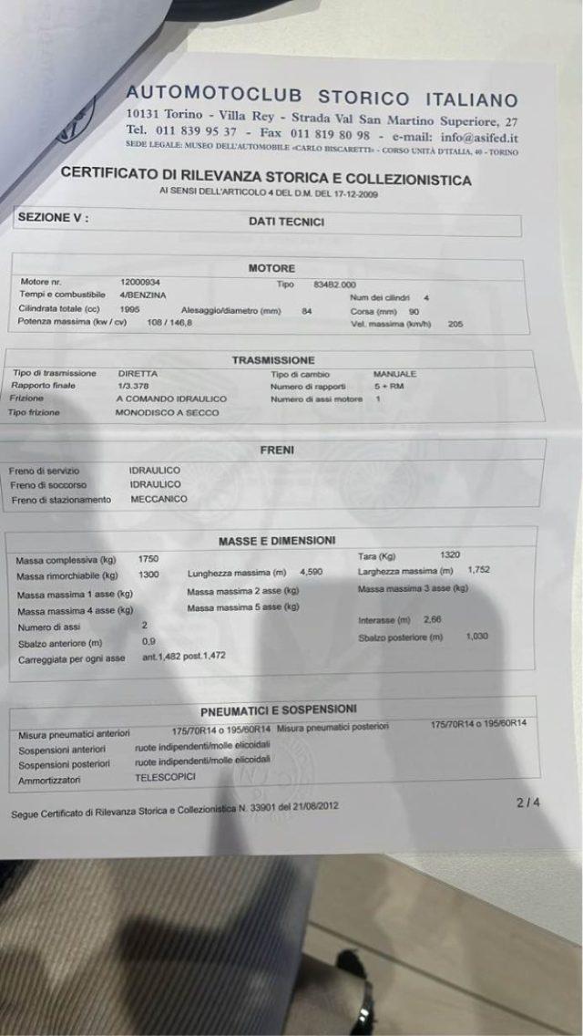 LANCIA Thema 2.0 i.e. 16V ISCRITTA A.S.I.