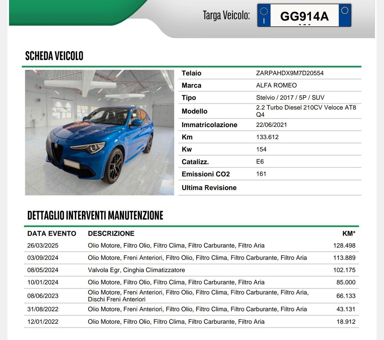 Alfa Romeo Stelvio 2.2 Turbodiesel 210 CV AT8 Q4 Veloce